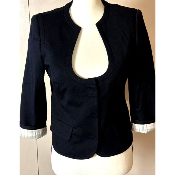 Elegant Minimalist Trina Turk Black Mott Fitted Jacket Size 2 Party Chic Office - Picture 1 of 12